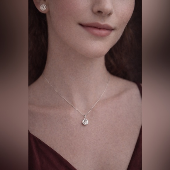 Jewelry - 💎 1.00 CT Moissanite Solitaire Necklace – Sterling Silver (D Color)